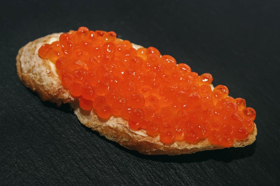 Bruschetta with red caviar